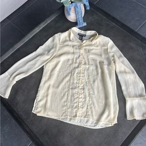 Soft Yellow Embroidered Sheer Blouse with Tank – Requirements – Size L